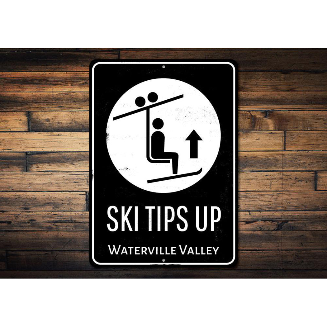 Ski Tips Up Destination Sign