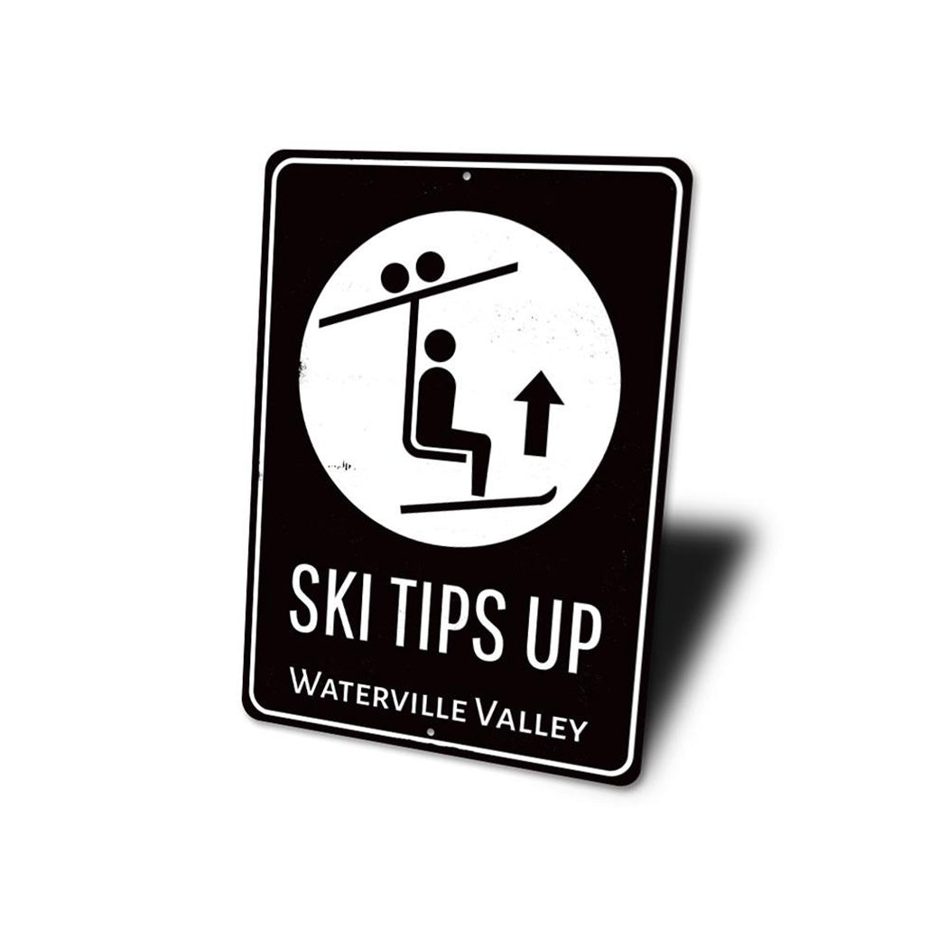 Ski Tips Up Destination Sign