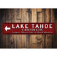 Lake Tahoe Arrow With Elevation Sign