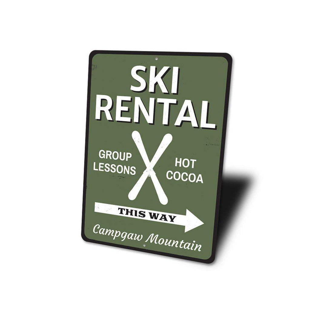 Ski Rental This Way Sign