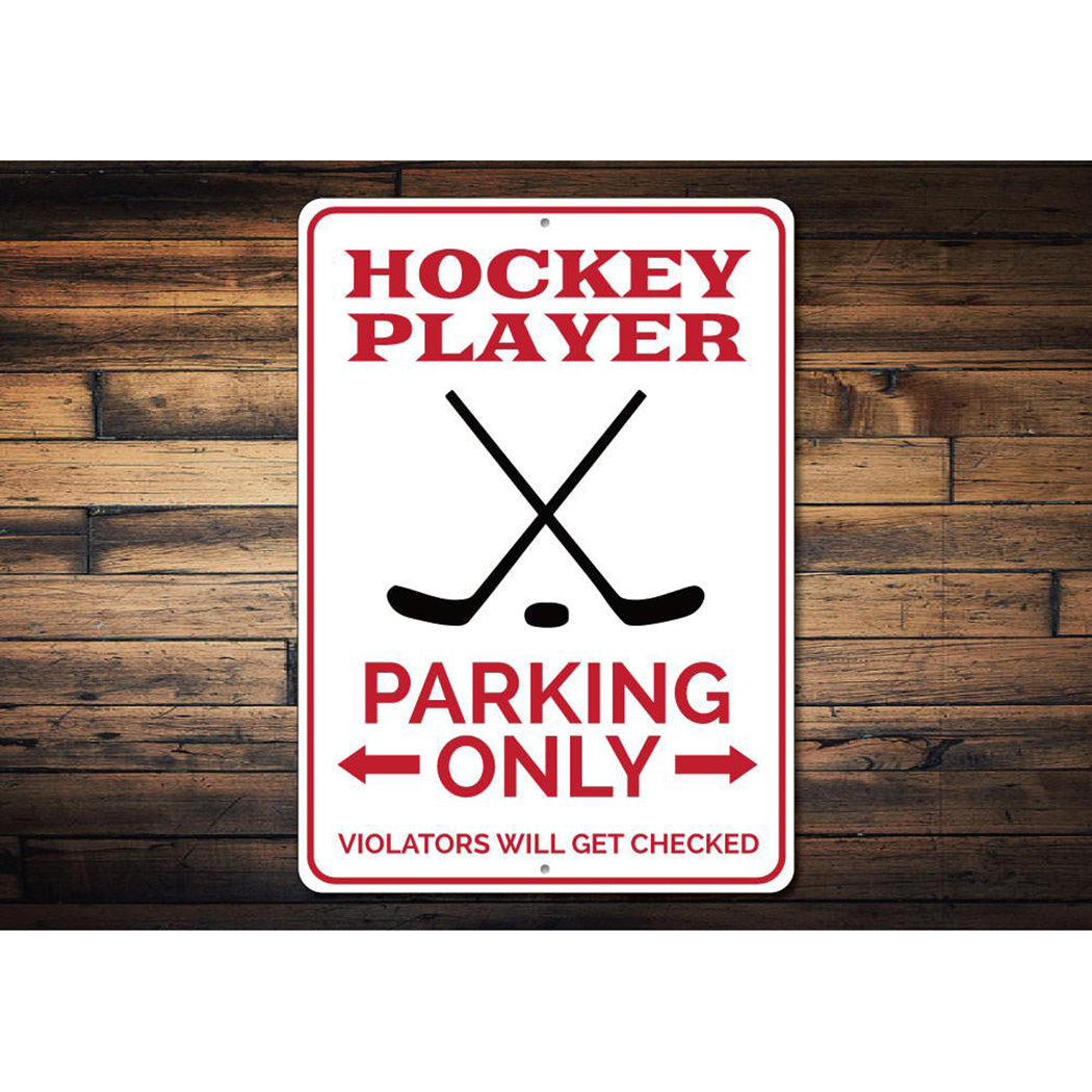 Hockey Player Parking Sign