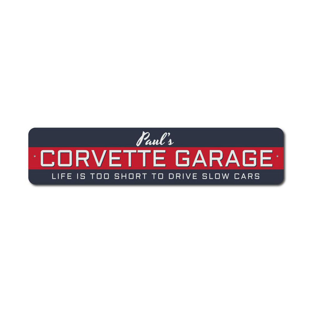 Corvette Garage Name Metal Sign