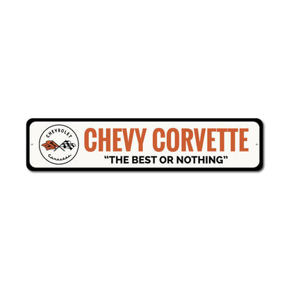 Corvette Flag Emblem Metal Sign