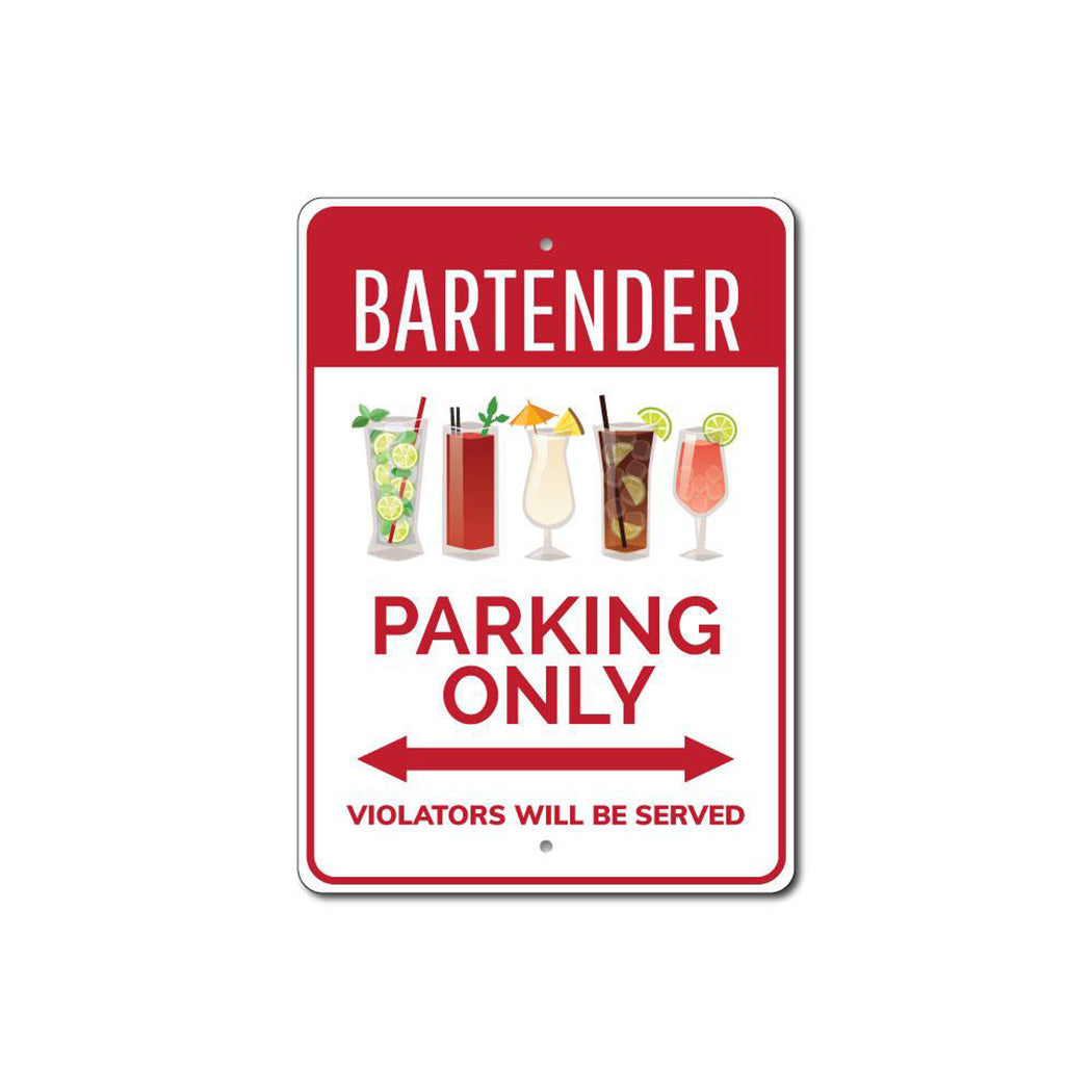 Bartender Parking Metal Sign