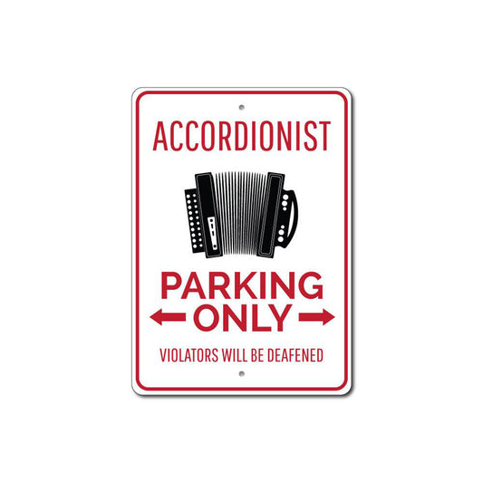 Accordionist Parking Metal Sign