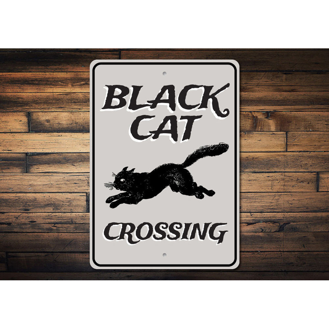 Black Cat Crossing Sign