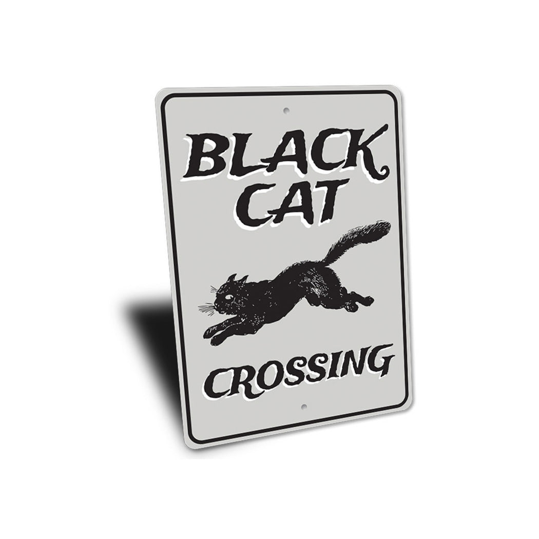 Black Cat Crossing Sign