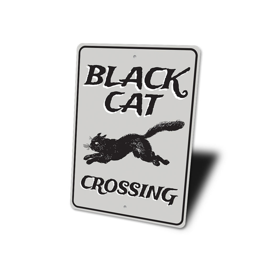 Black Cat Crossing Sign