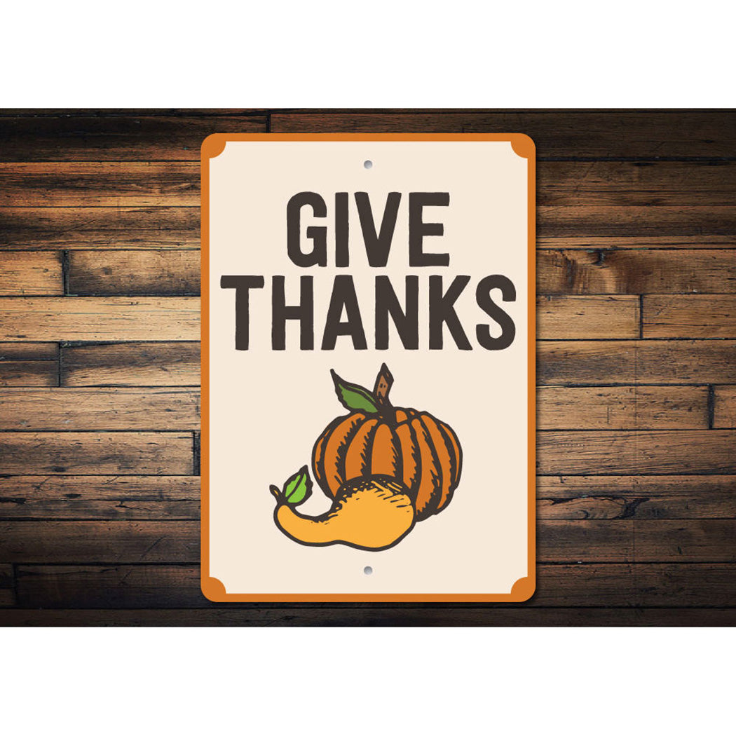 Give Thanks Pumpkin Sign