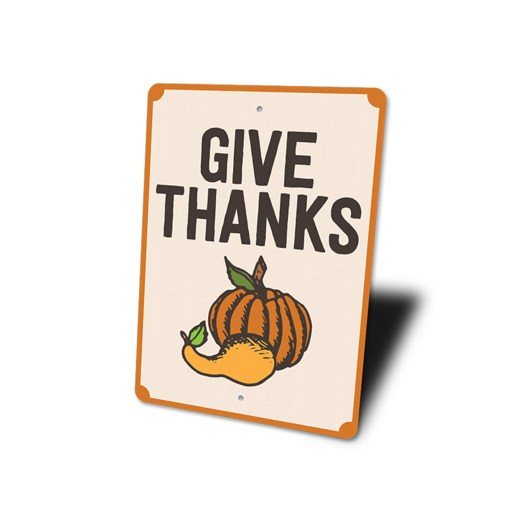 Give Thanks Pumpkin Sign