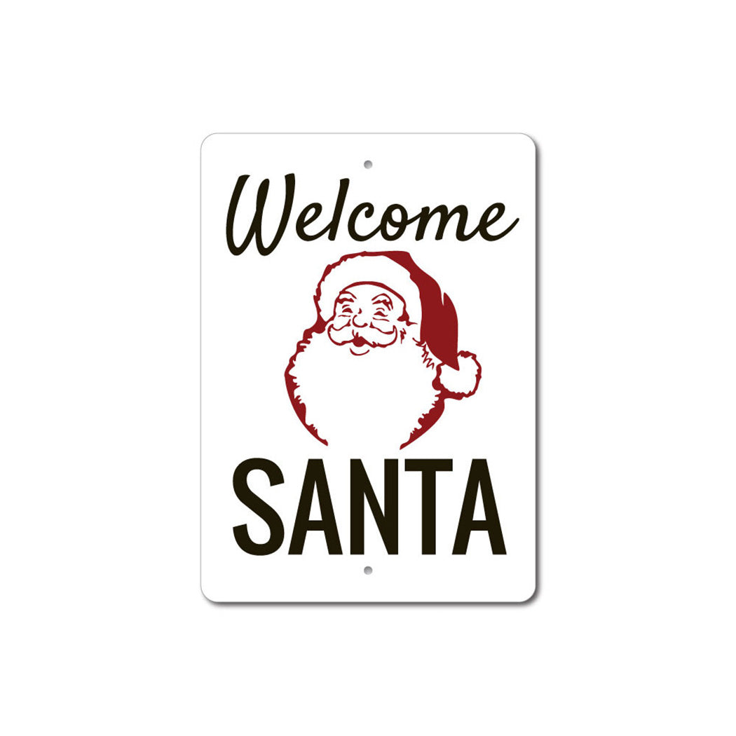 Welcome Santa Metal Sign