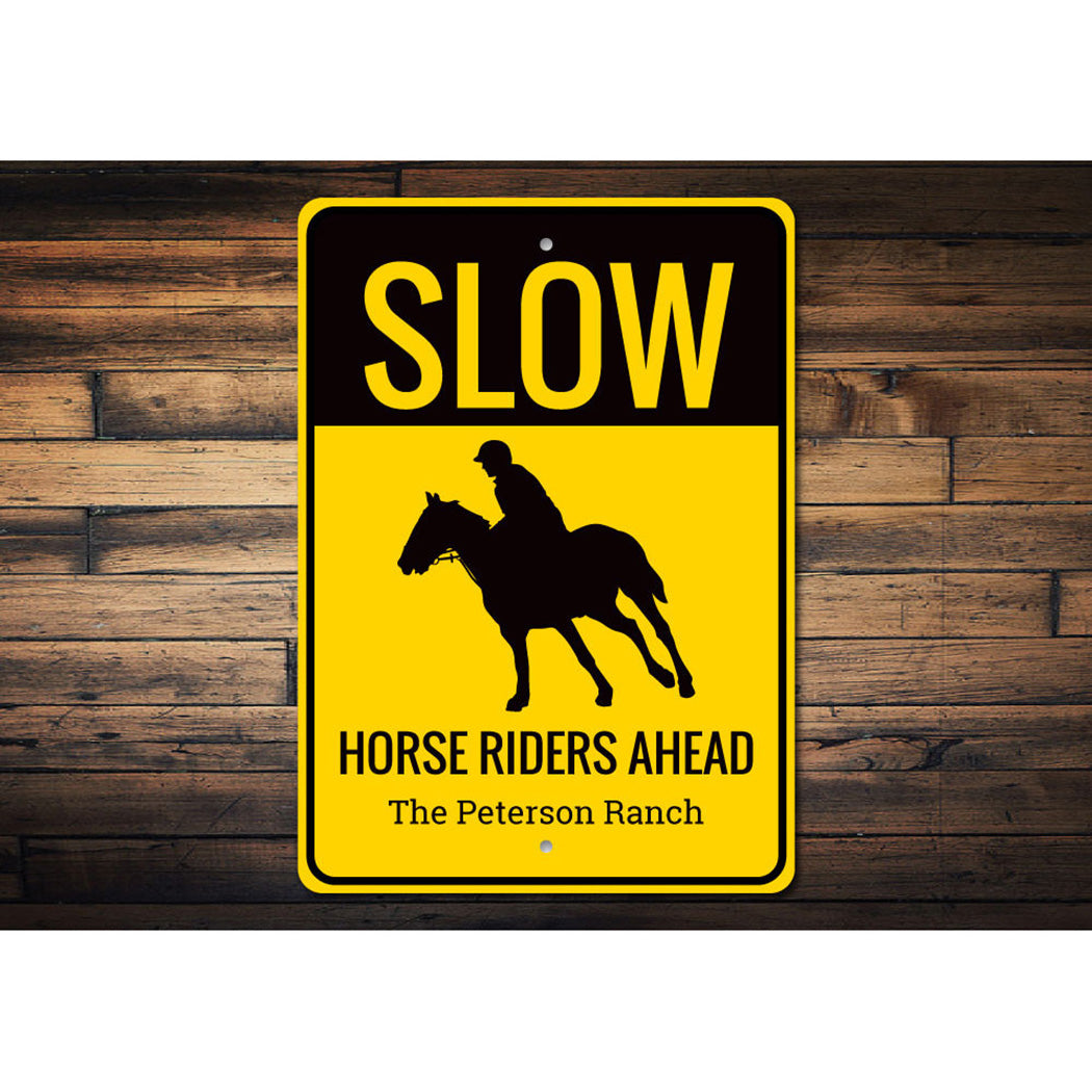 Slow Horseriders Ahead Sign