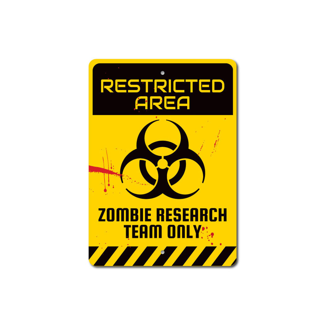 Zombie Restricted Area Metal Sign