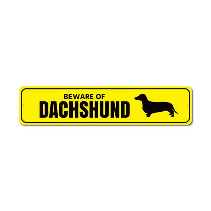Dachshund Danger Metal Sign