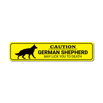 Caution German Shepherd Metal Sign