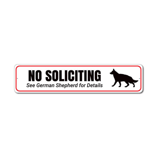No Soliciting Dog Metal Sign