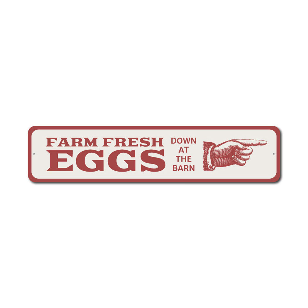 Eggs Arrow Metal Sign