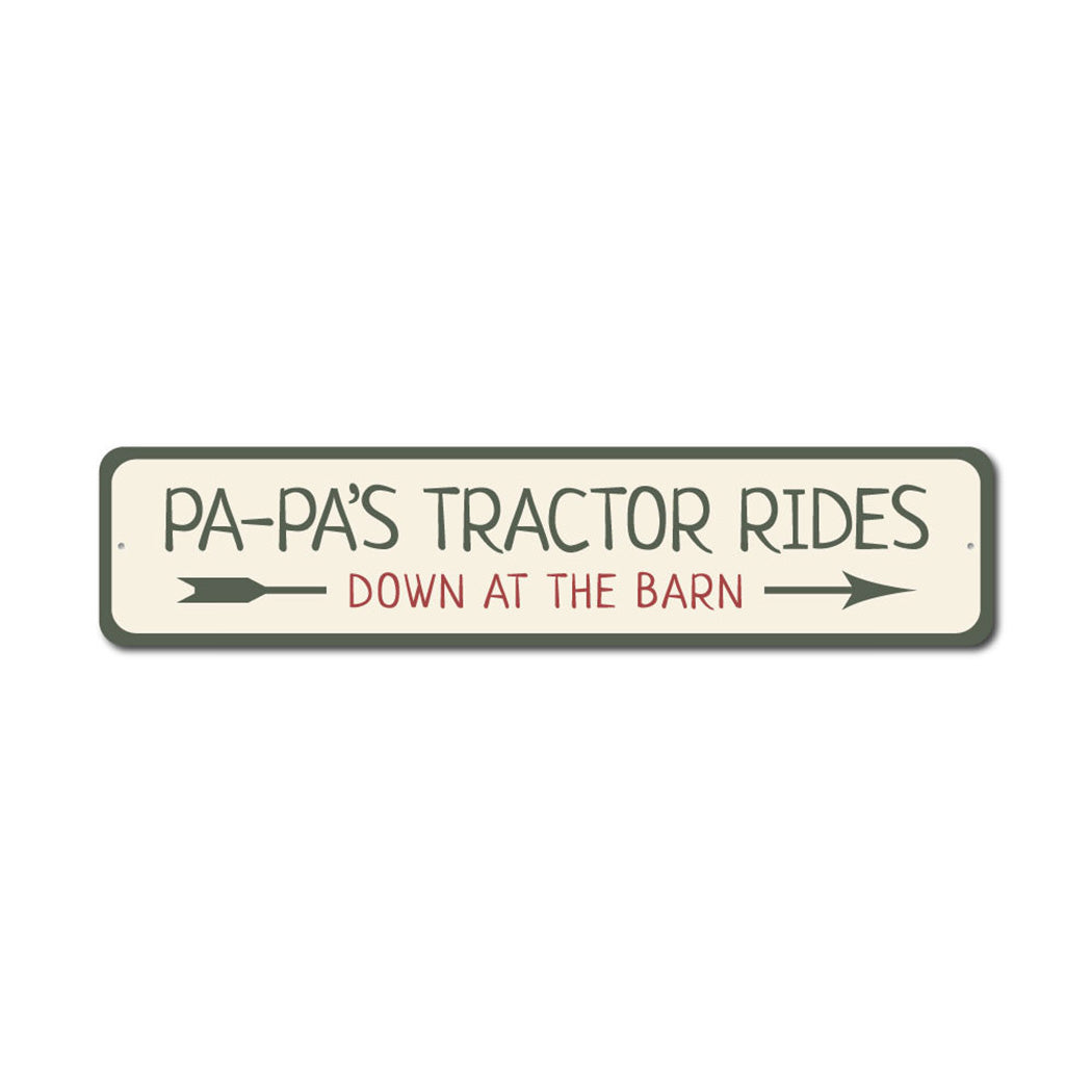Tractor Rides Metal Sign