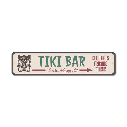 Tiki Mask Arrow Metal Sign
