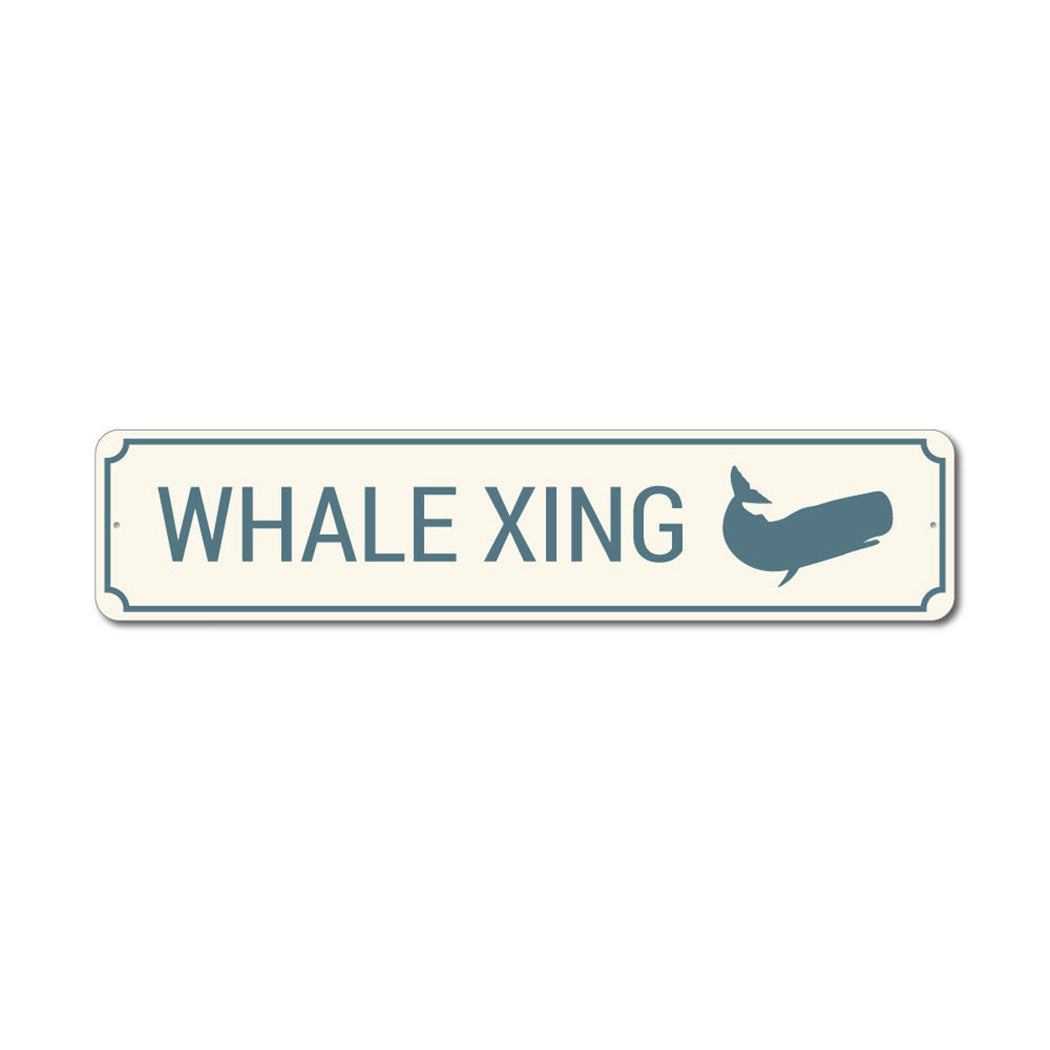 Whale Crossing Metal Sign
