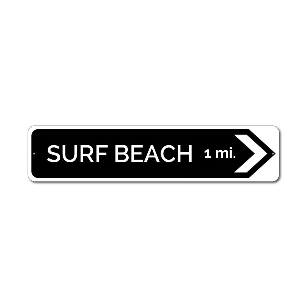 Surf Beach Arrow Metal Sign