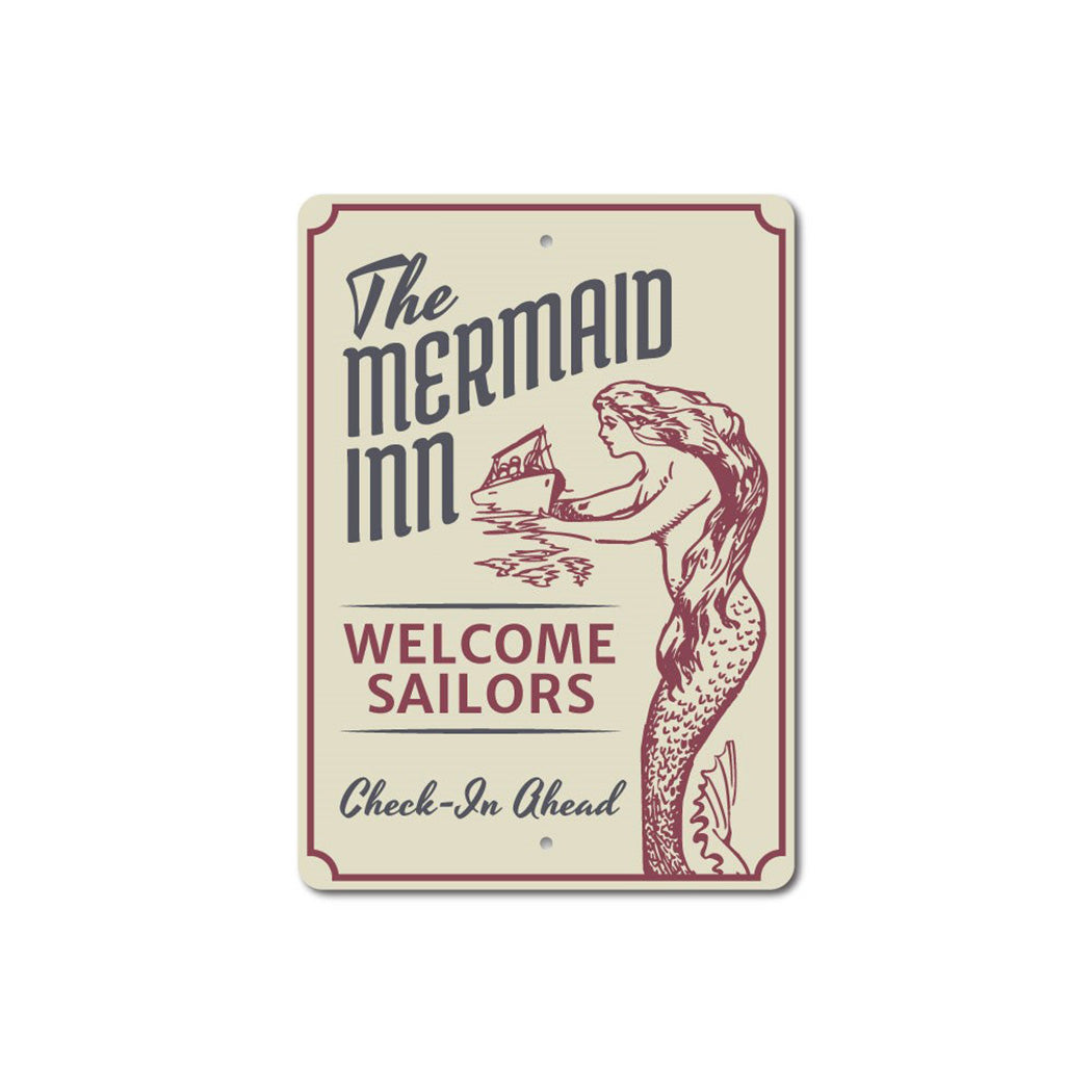 Vintage Mermaid Inn Metal Sign