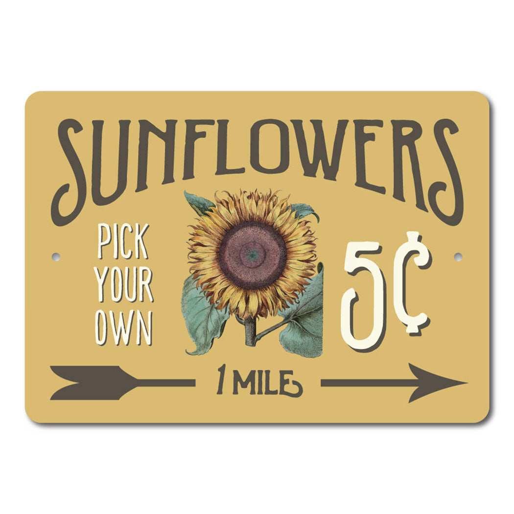 Sunflowers 5 Cents Metal Sign
