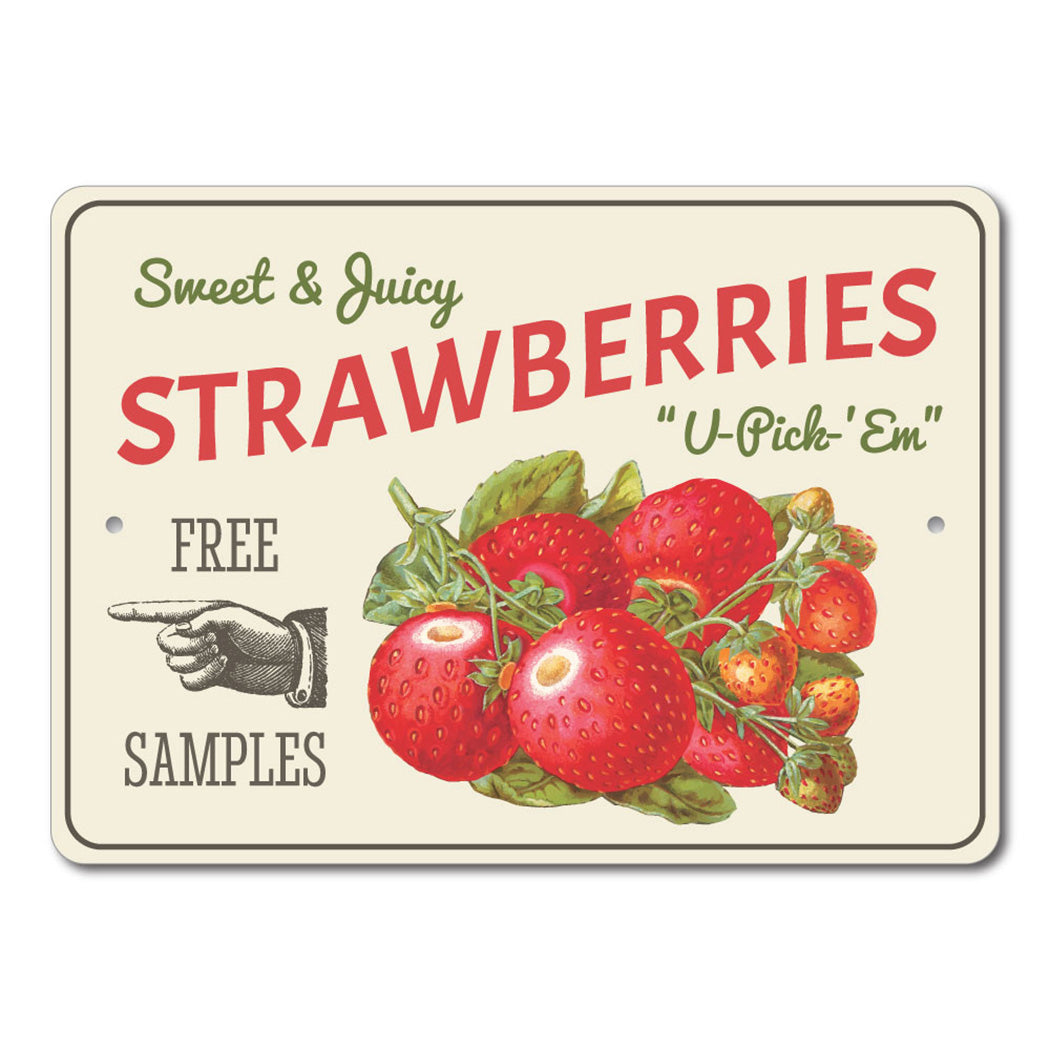 Strawberries Metal Sign