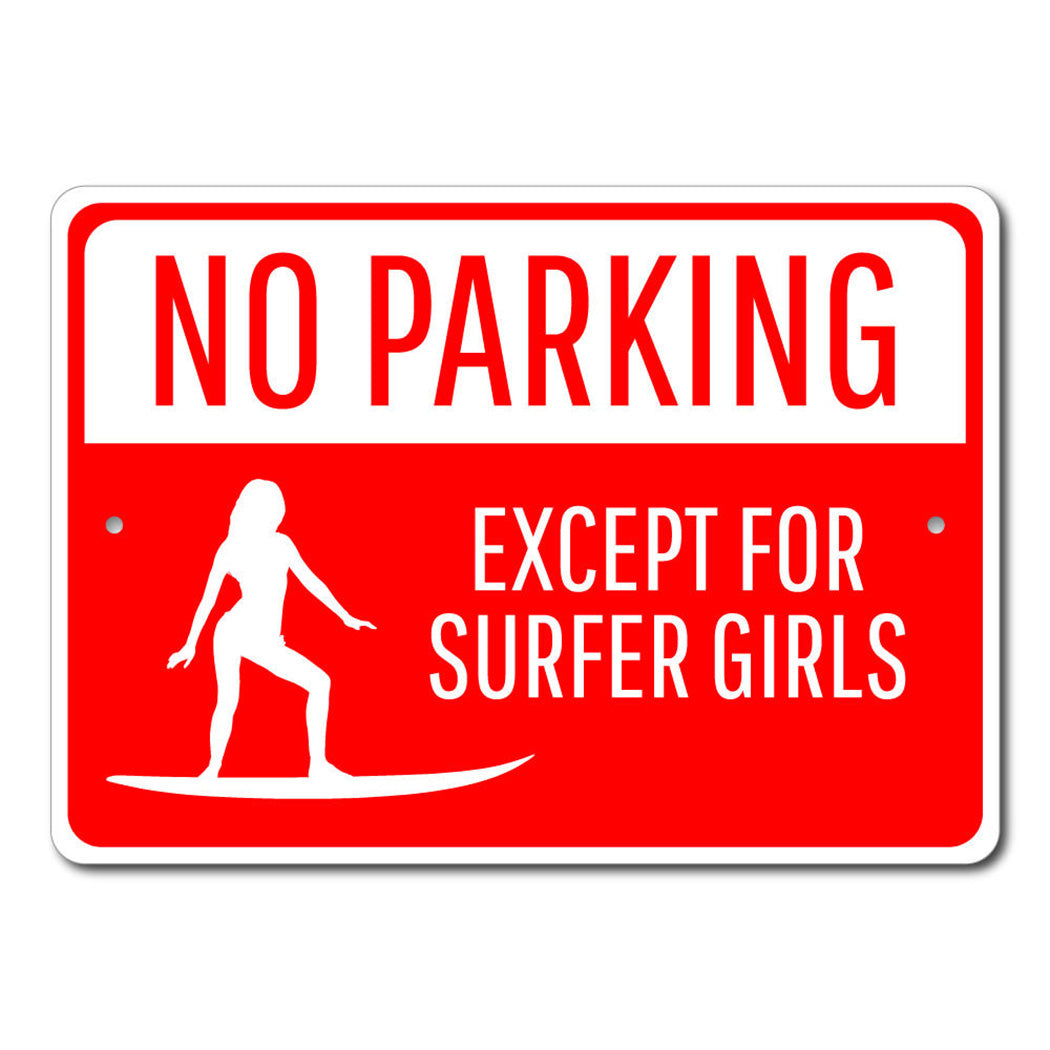 Surfer Girl Parking Only Metal Sign