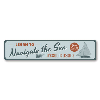 Navigate the Sea Metal Sign