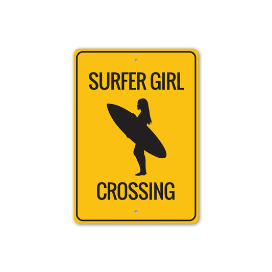 Surfer Girl Crossing Sign