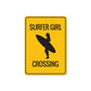 Surfer Girl Crossing Metal Sign