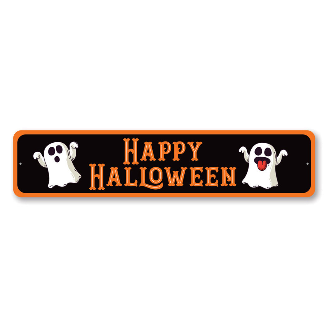 Happy Halloween Ghost Metal Sign