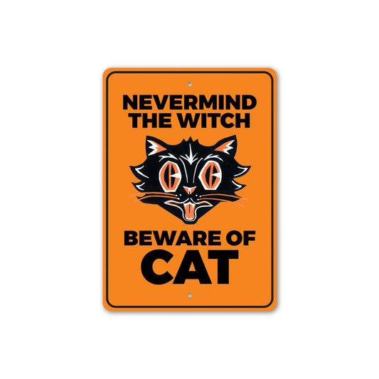 Beware of Black Cat Sign