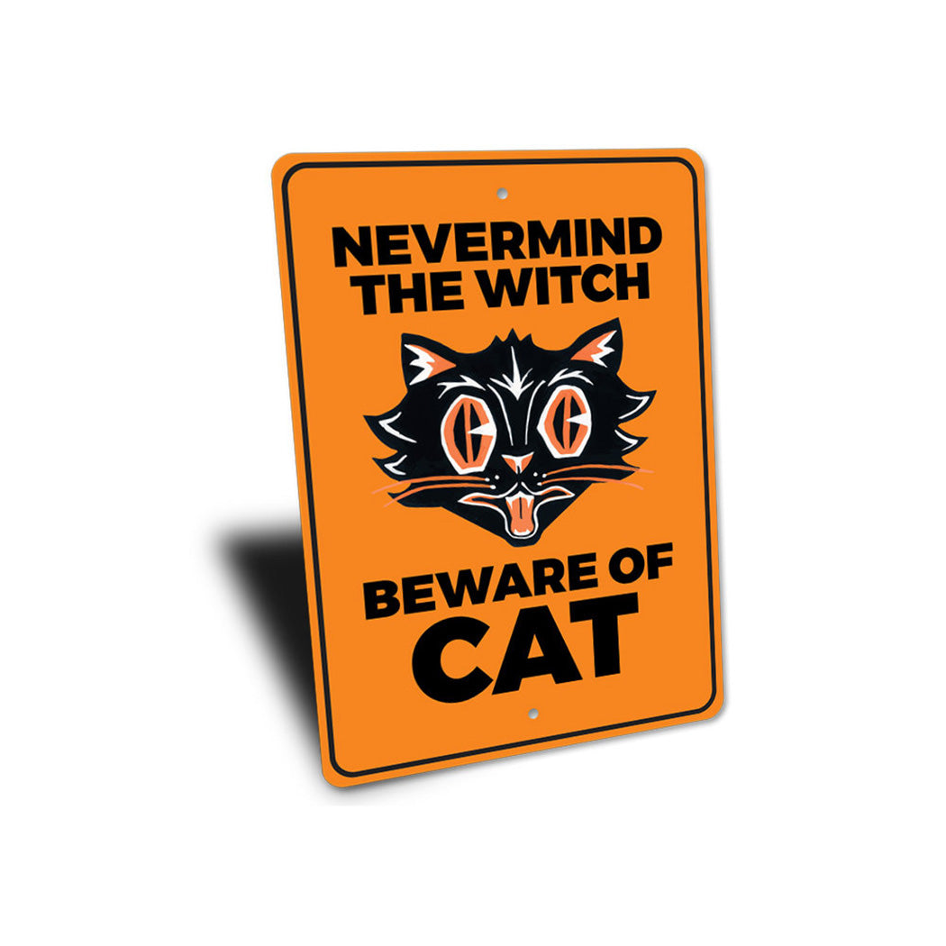 Beware of Black Cat Sign