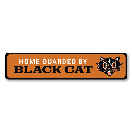 Home Black Cat Metal Sign