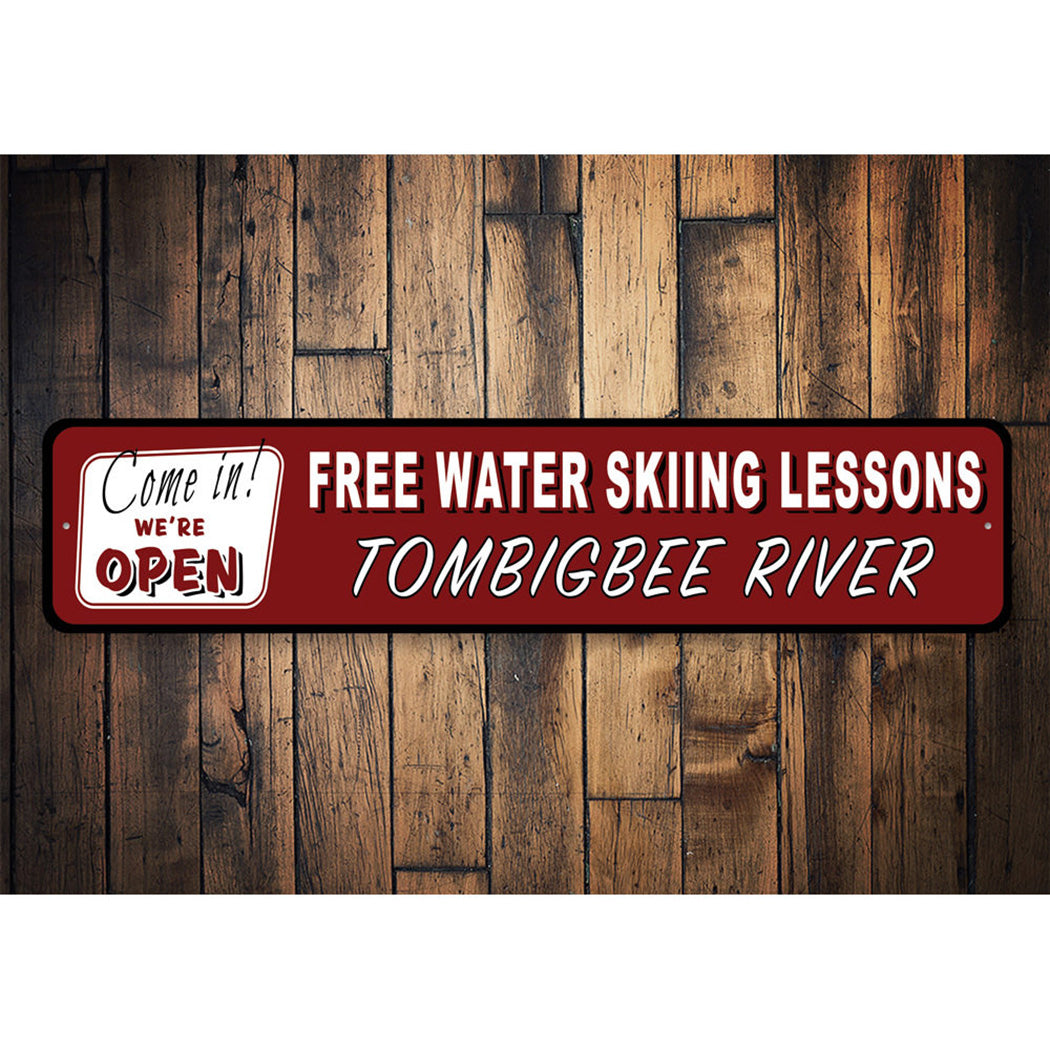 Free Water Skiing Lessons Personalized Sign