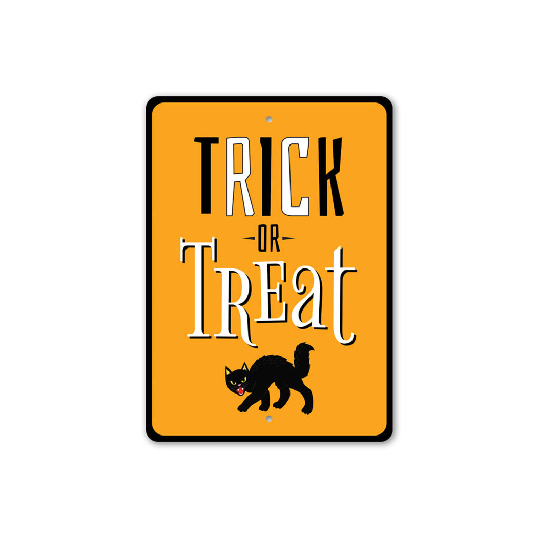 Trick or Treat Black Cat Sign