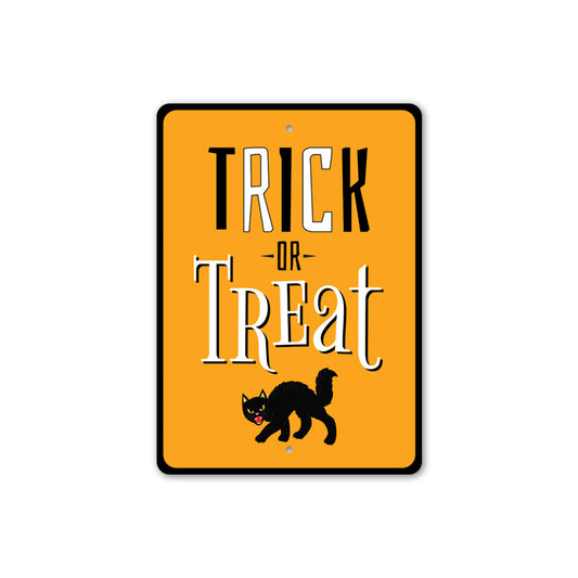 Trick or Treat Black Cat Sign