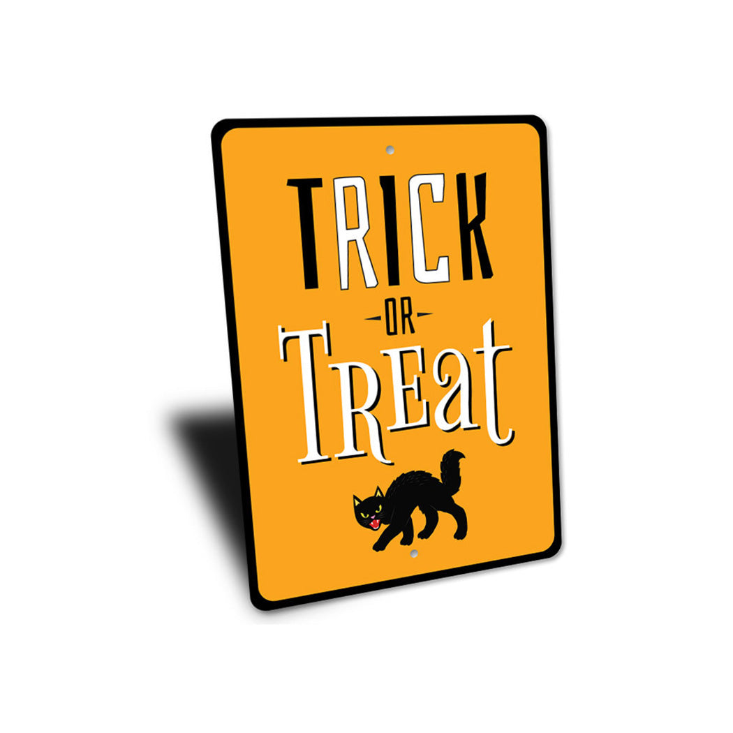 Trick or Treat Black Cat Sign