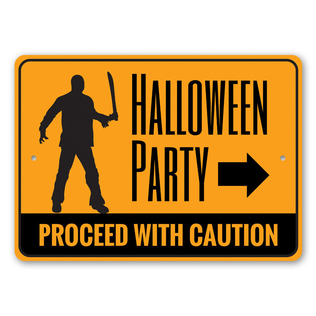 Halloween Party Caution Sign