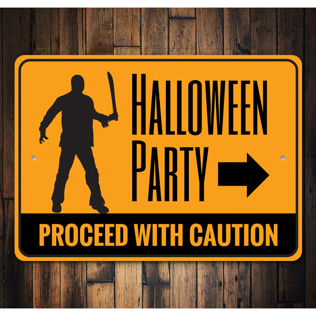 Halloween Party Caution Sign