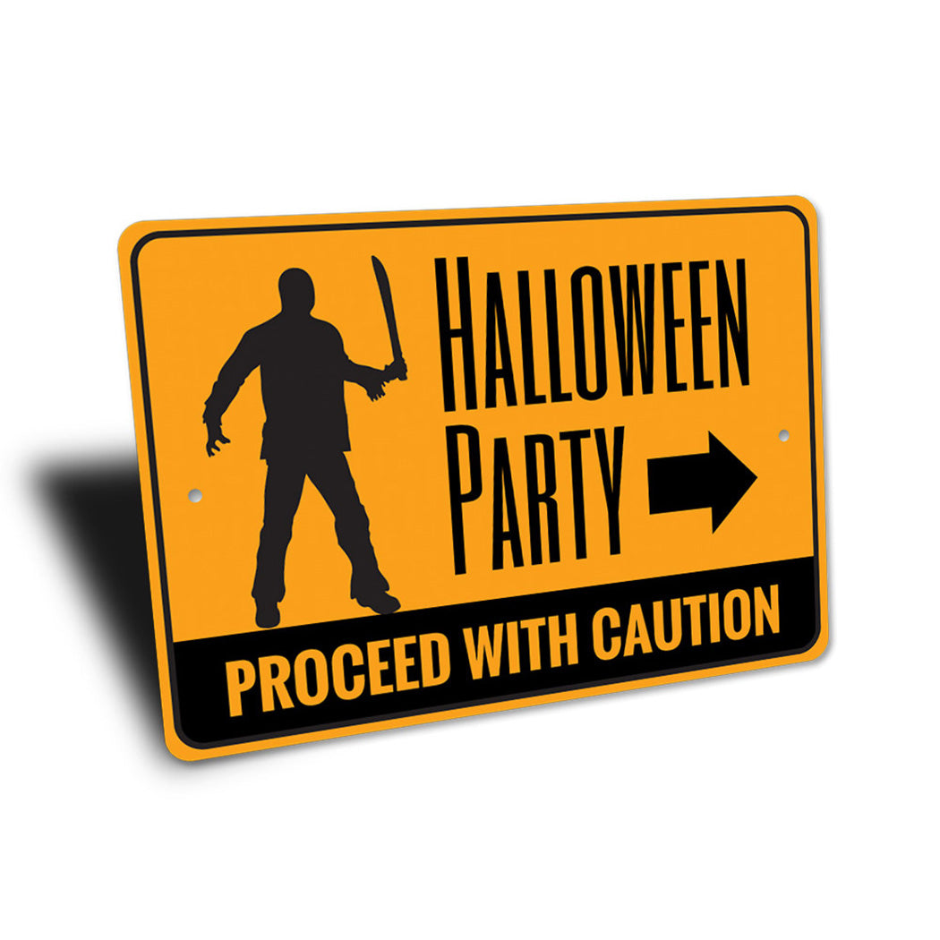 Halloween Party Caution Sign