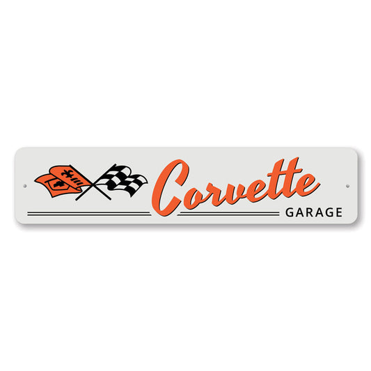 Corvette Garage Flags Metal Sign