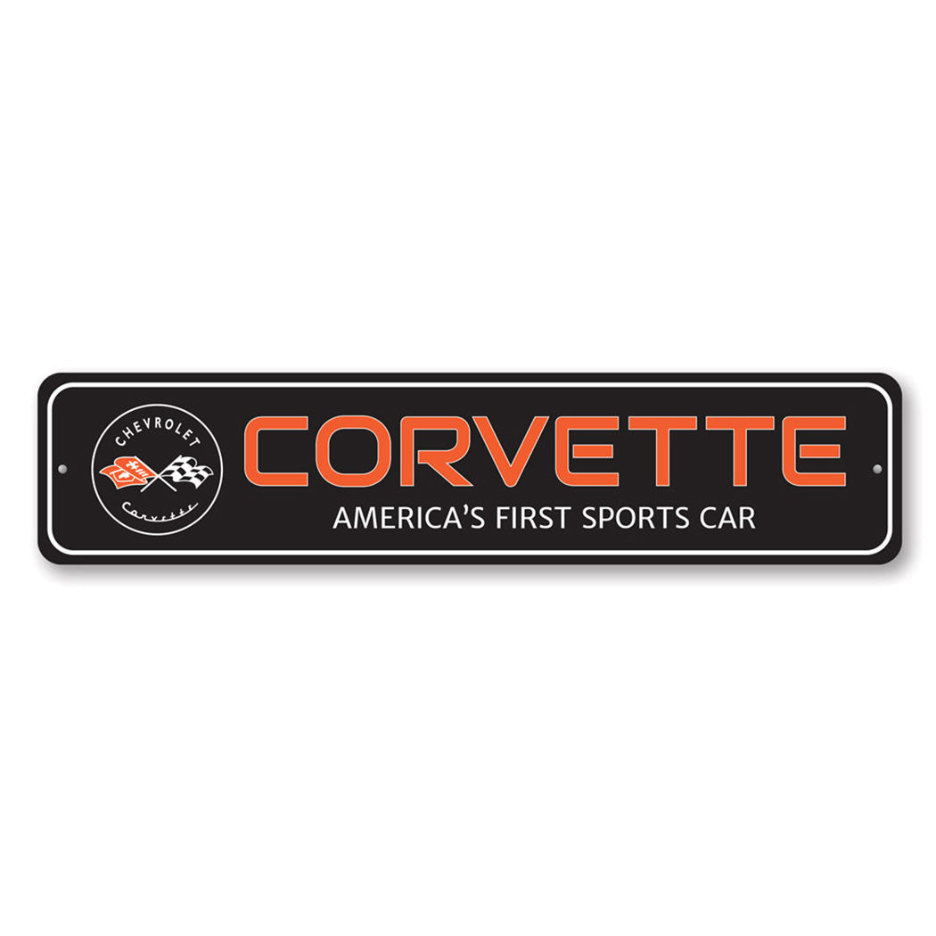 Corvette Sports Car Metal Sign