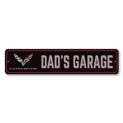 Dads Corvette Garage Metal Sign