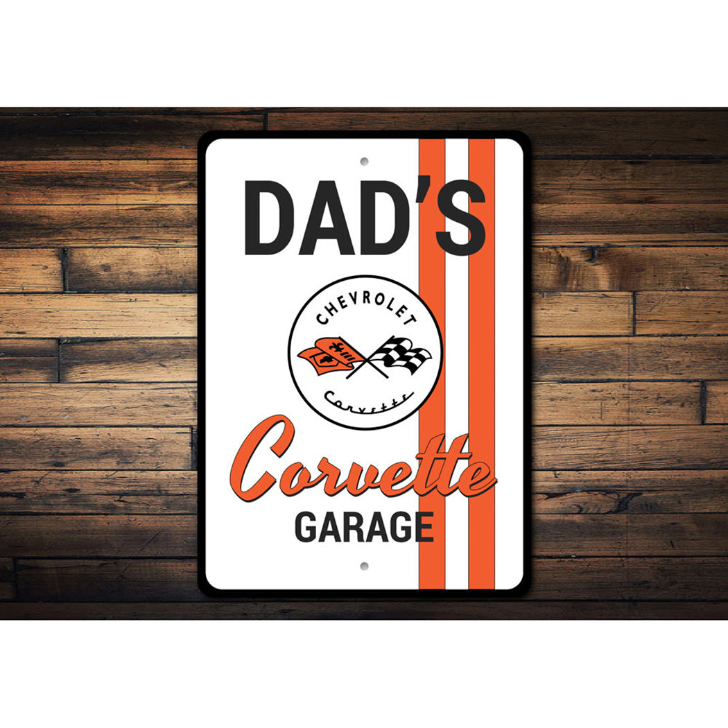 Dads Chevy Corvette Garage Sign
