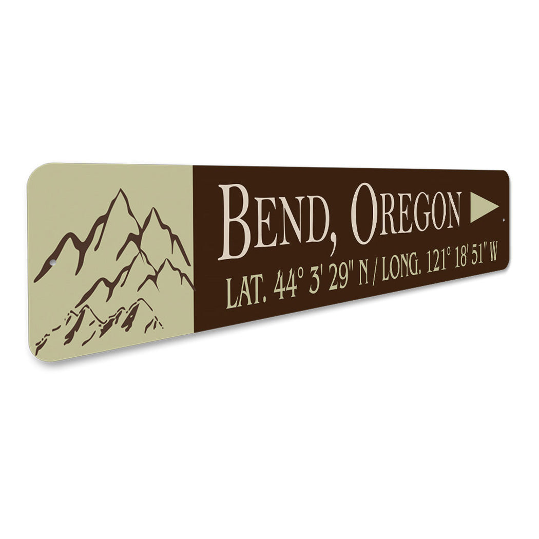 City Mountain Latitude And Longitude Arrow Sign