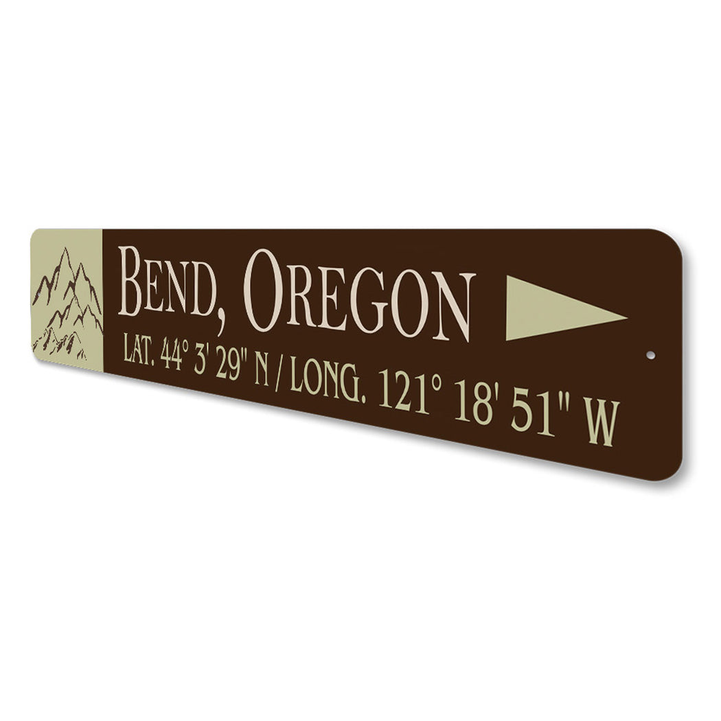 City Mountain Latitude And Longitude Arrow Sign