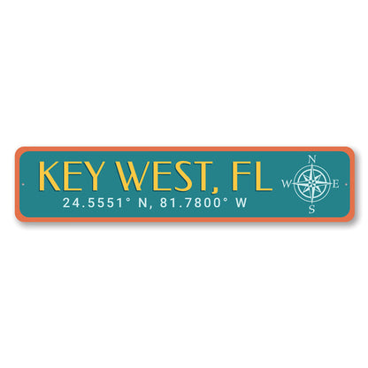 Key West Coordinates Metal Sign